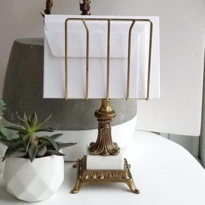 SOLD Ornate Marble & Brass Letter Mail Holder